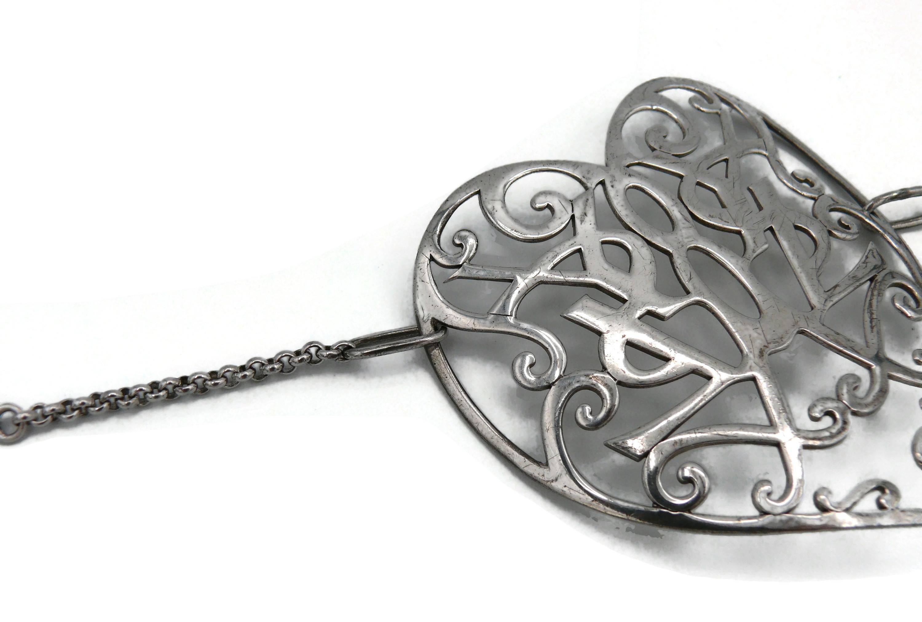 YVES SAINT LAURENT YSL Sterling Silver Heart Bracelet For Sale 1