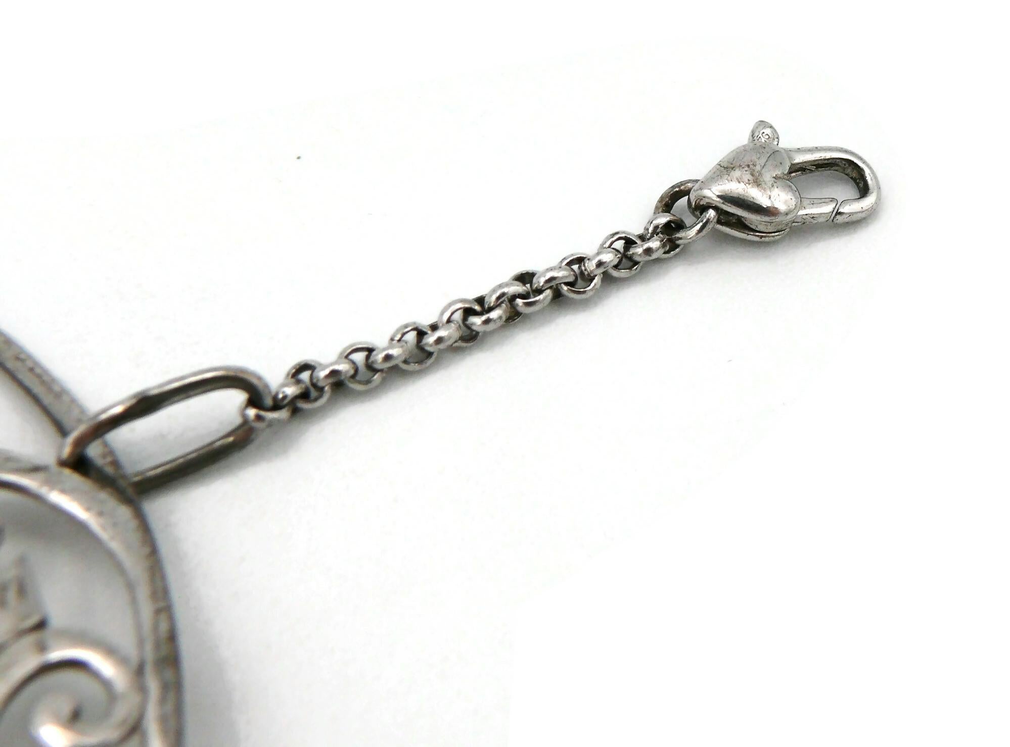 YVES SAINT LAURENT (Attbituted To) Pulsera corazón de plata de ley en venta 5