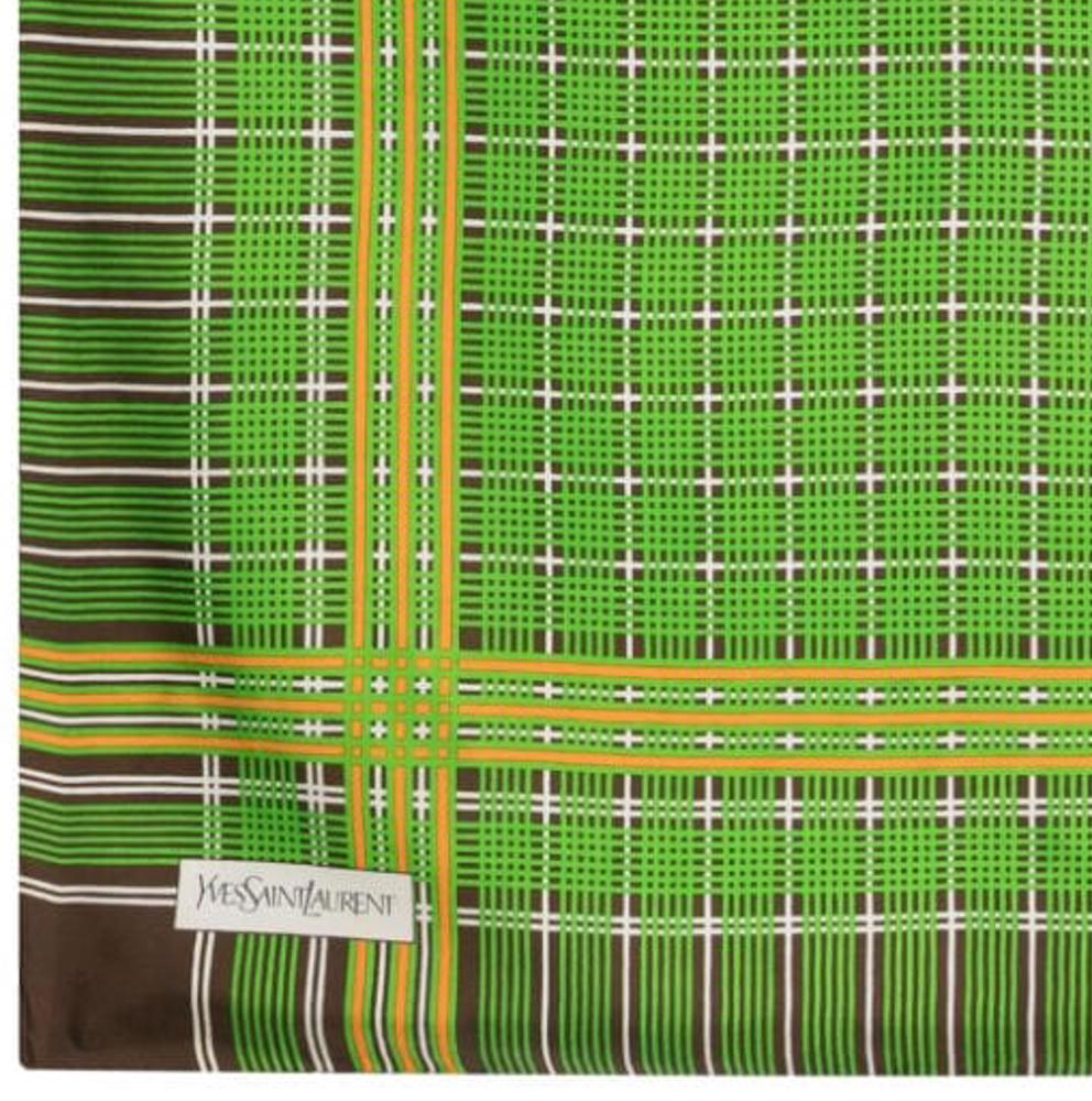 Yves Saint Laurent YSL Tartan Check Silk Scarf In Good Condition For Sale In Paris, FR