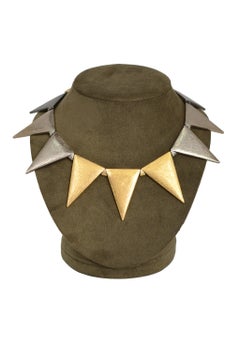 Yves Saint Laurent Ysl Tri-Tone Metal Spike Necklace 1980S