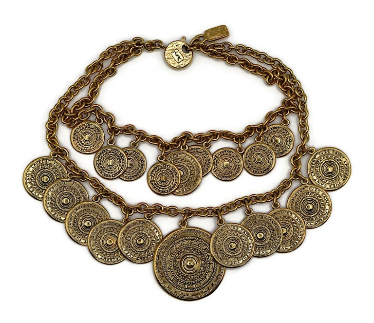 Yves Saint Laurent YSL Two Tiered Ethnic Aztec Disc