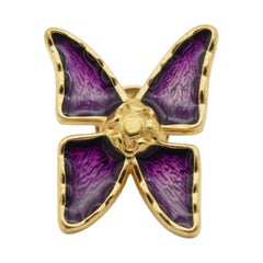 Yves Saint Laurent YSL Vintage 1980 Vivid Purple Enamel Butterfly Brooch