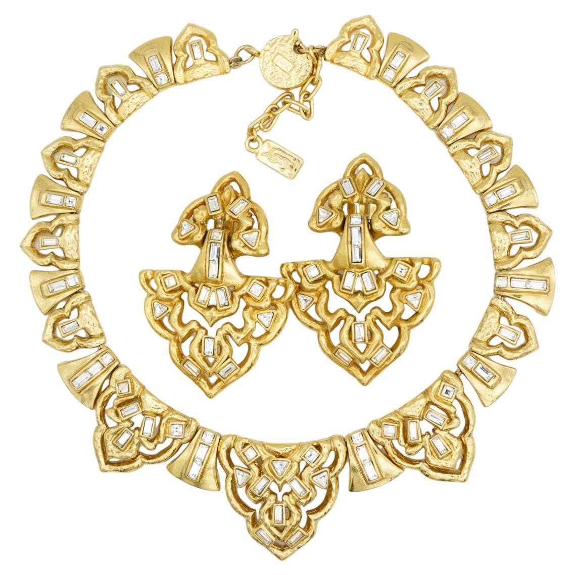 Yves Saint Laurent YSL Vintage 1985 Massive Door Knocker Crystals Catwalk 2 Set For Sale