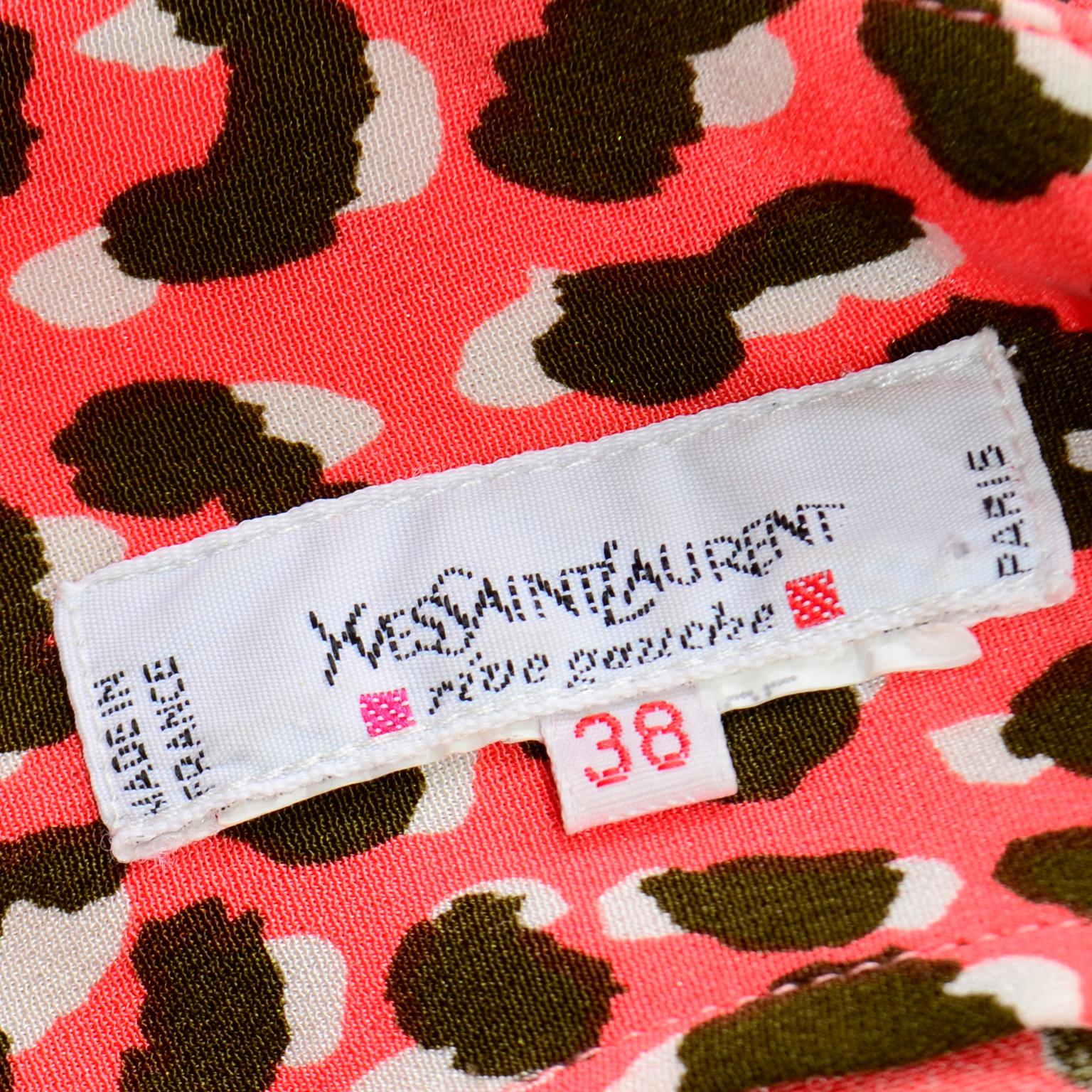 Yves Saint Laurent YSL Vintage 1989 Orange Animal Print Runway Dress With Sash For Sale 4