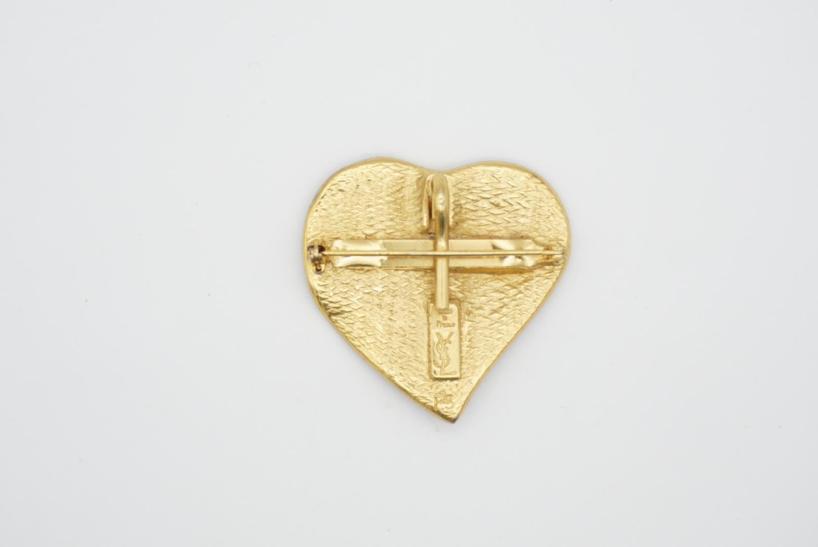 Yves Saint Laurent YSL Vintage 1990s Red Heart Enamel Love Pendant Brooch Pin 3