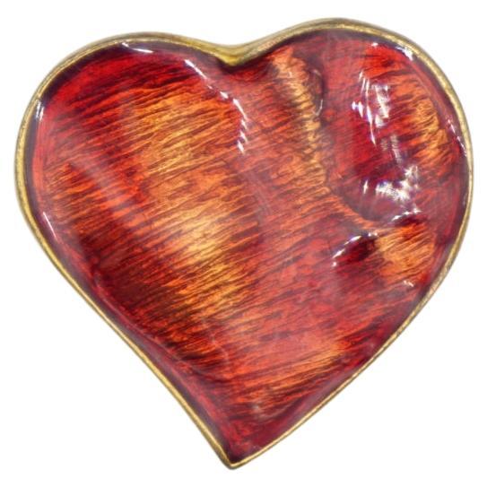 Yves Saint Laurent YSL Vintage 1990s Red Heart Enamel Love Pendant Brooch Pin