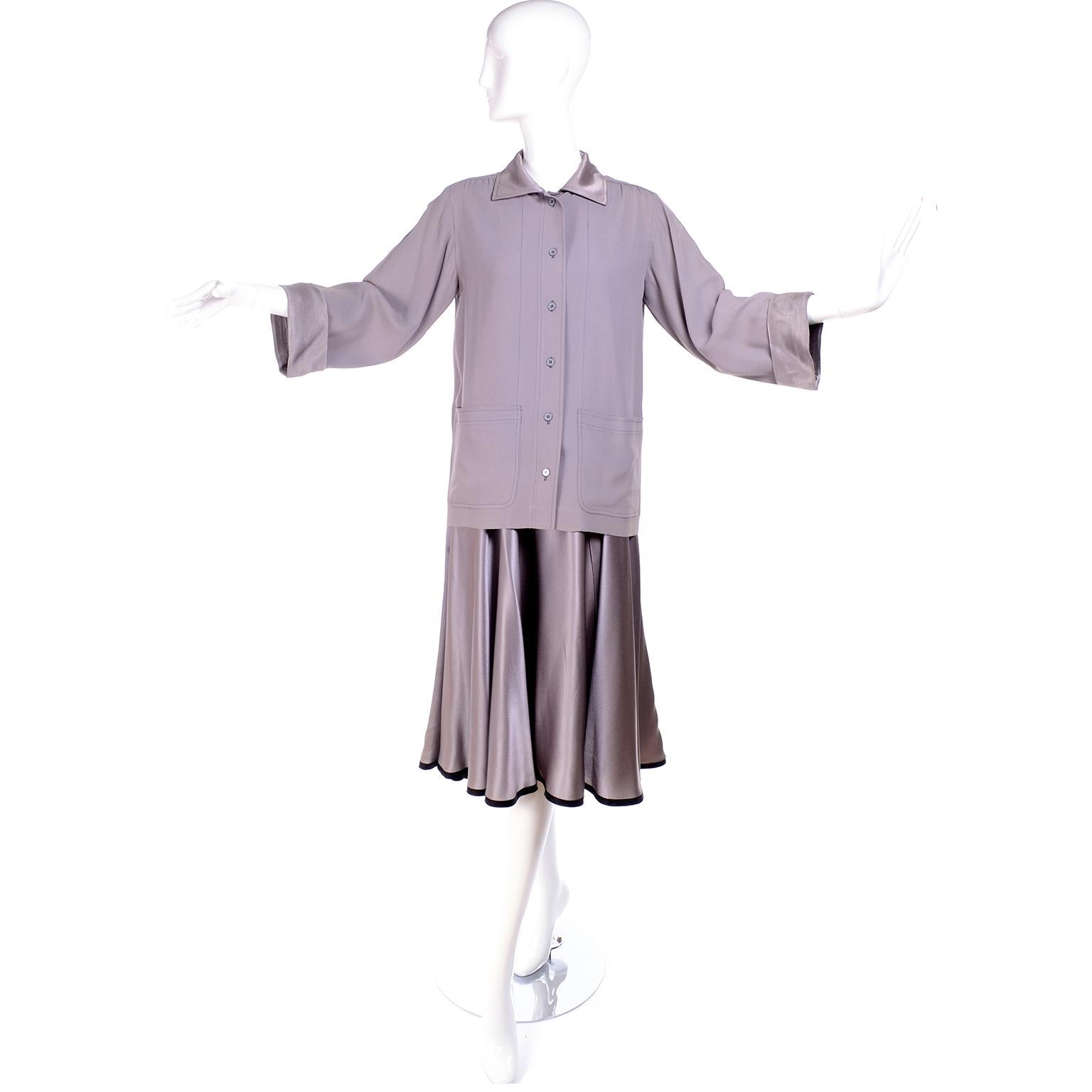 Yves Saint Laurent YSL Vintage 3 pc Purple Skirt Blouse & Jacket Suit 7