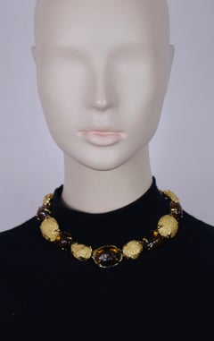 YVES SAINT LAURENT YSL Vintage Amber Resin Nugget Necklace