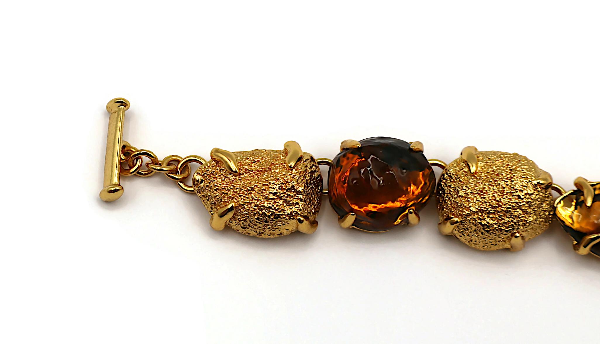 Donna YVES SAINT LAURENT YSL Collana di pepite di resina ambra vintage in vendita