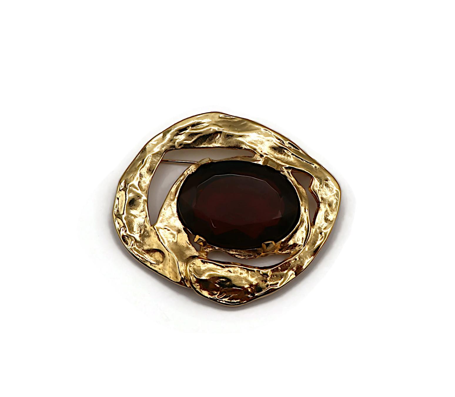 YVES SAINT LAURENT YSL Vintage Amethyst Crystal Brooch In Good Condition For Sale In Nice, FR