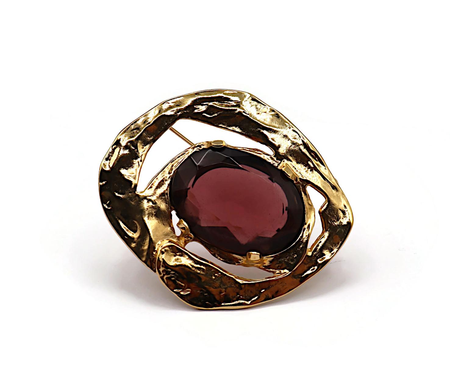 YVES SAINT LAURENT YSL Vintage Amethyst Crystal Brooch For Sale 2