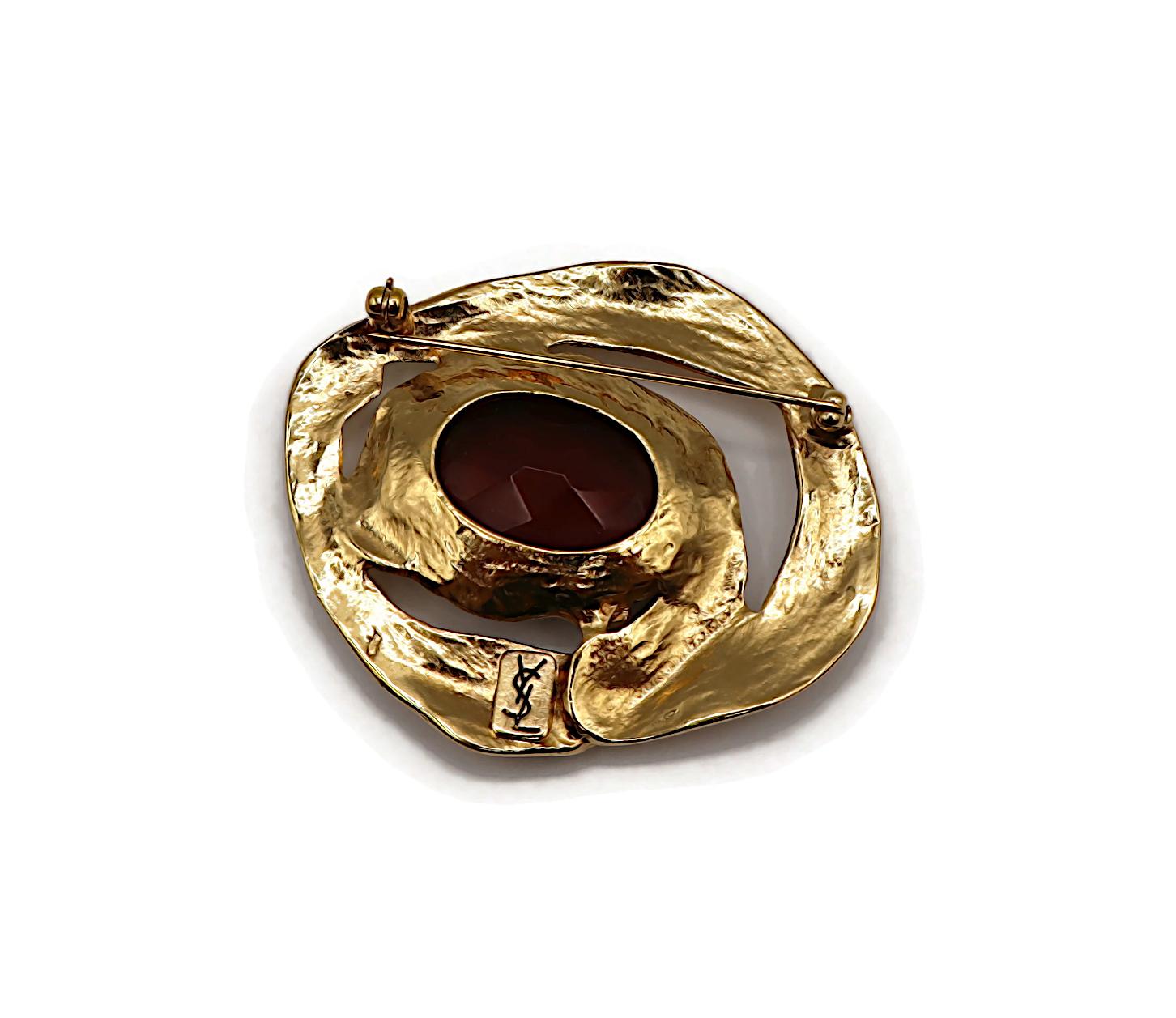 YVES SAINT LAURENT YSL Vintage Amethyst Crystal Brooch For Sale 3