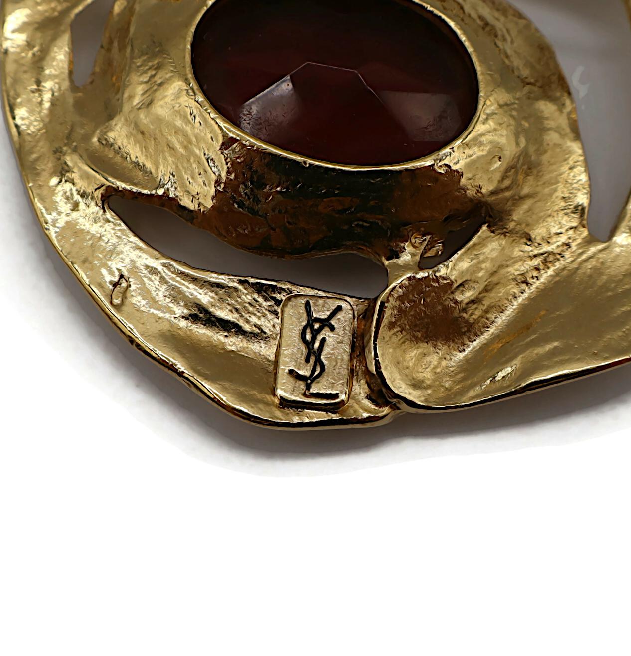 YVES SAINT LAURENT YSL Vintage Amethyst Crystal Brooch For Sale 4