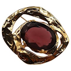 YVES SAINT LAURENT YSL Vintage Amethyst-Kristall-Brosche