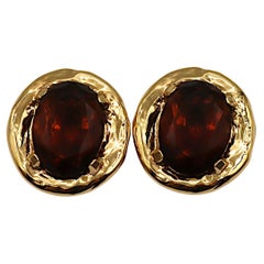 YVES SAINT LAURENT YSL Vintage Amethyst Crystal Clip-On Earrings