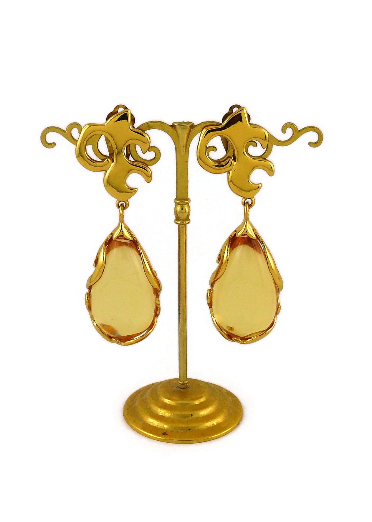 Boucles d'oreilles pendantes Yves Saint Laurent YSL Arabesques vintage Pour femmes en vente
