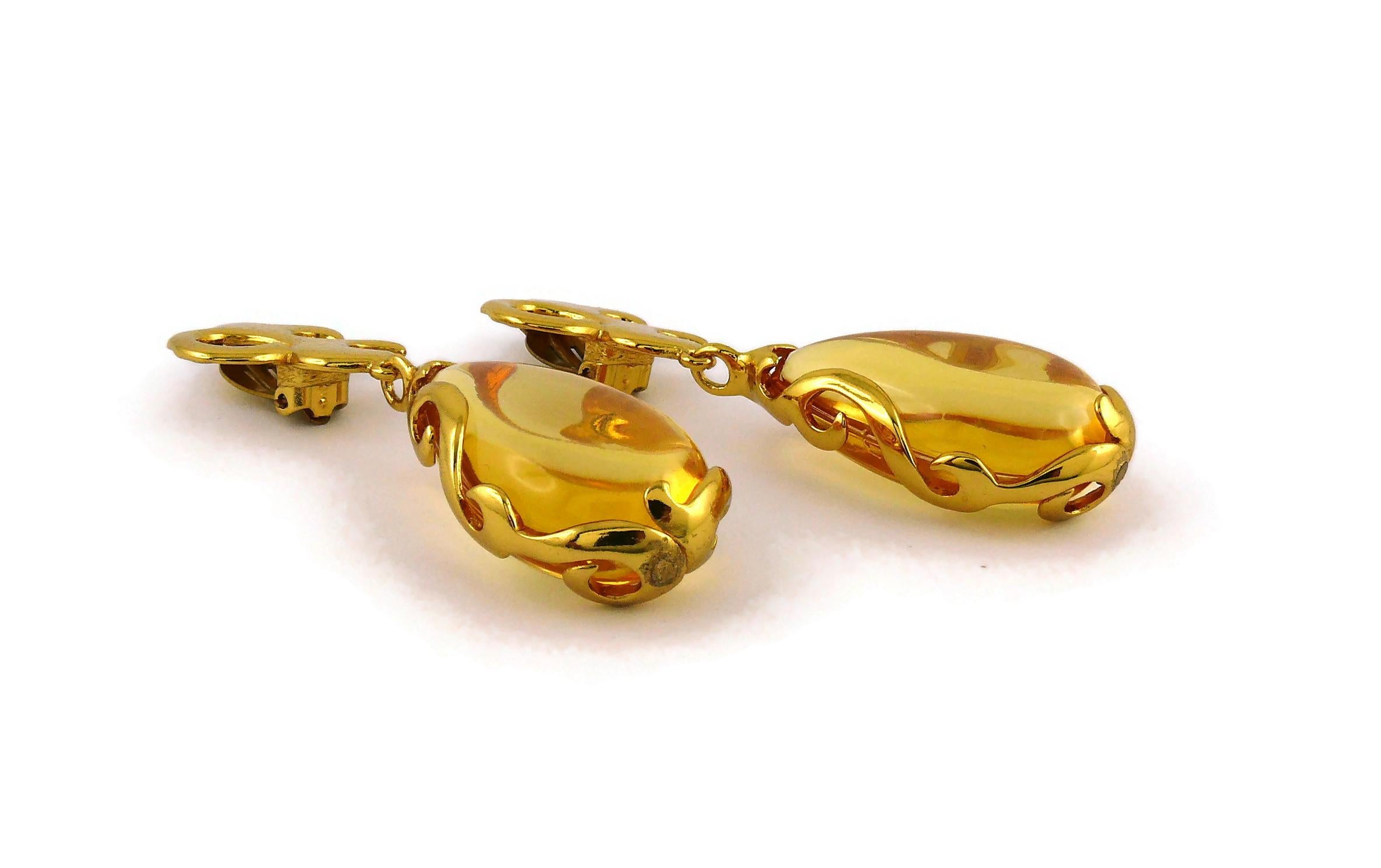 Boucles d'oreilles pendantes Yves Saint Laurent YSL Arabesques vintage en vente 2