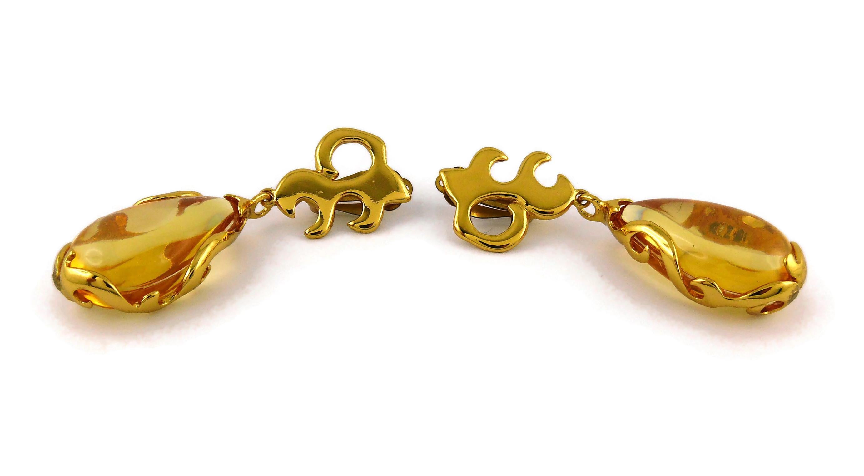 Boucles d'oreilles pendantes Yves Saint Laurent YSL Arabesques vintage en vente 3