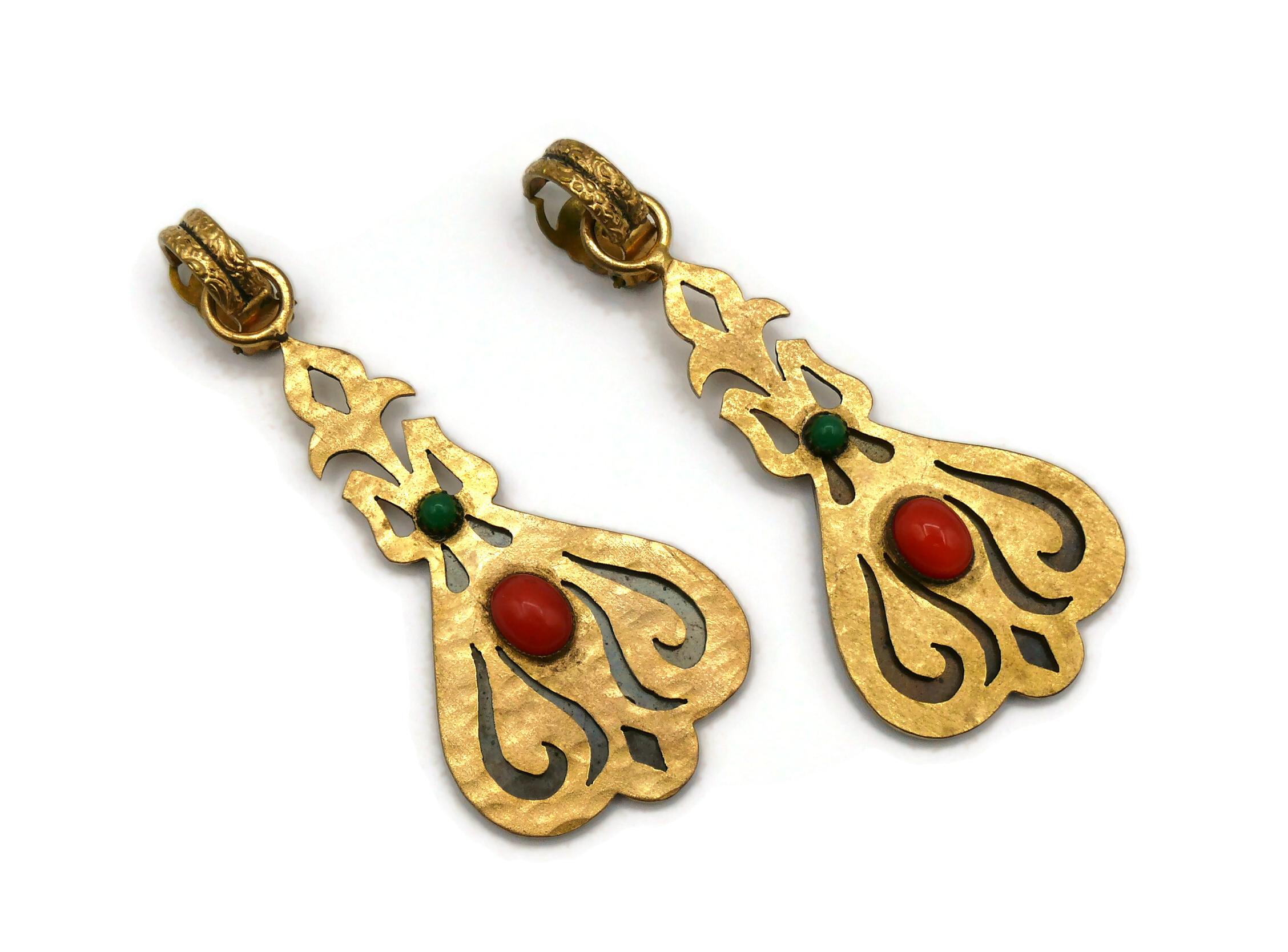 YVES SAINT LAURENT YSL Vintage Art Nouveau Inspired Dangling Earrings In Good Condition For Sale In Nice, FR