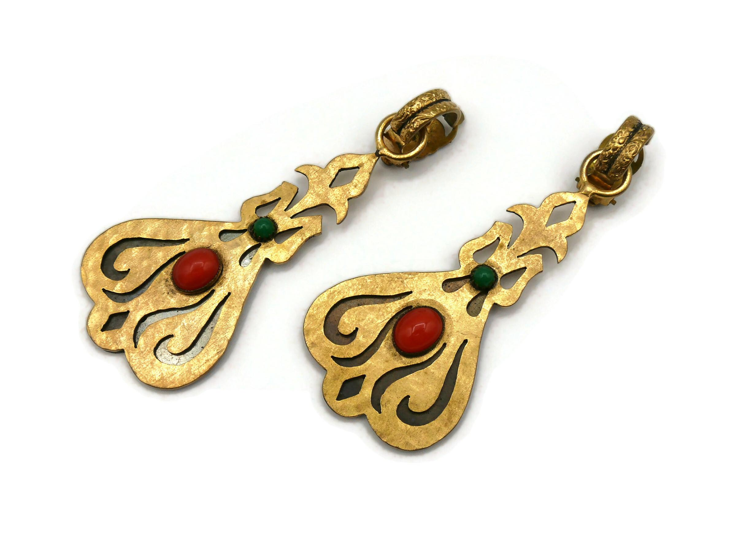 YVES SAINT LAURENT YSL Vintage Art Nouveau Inspired Dangling Earrings For Sale 1