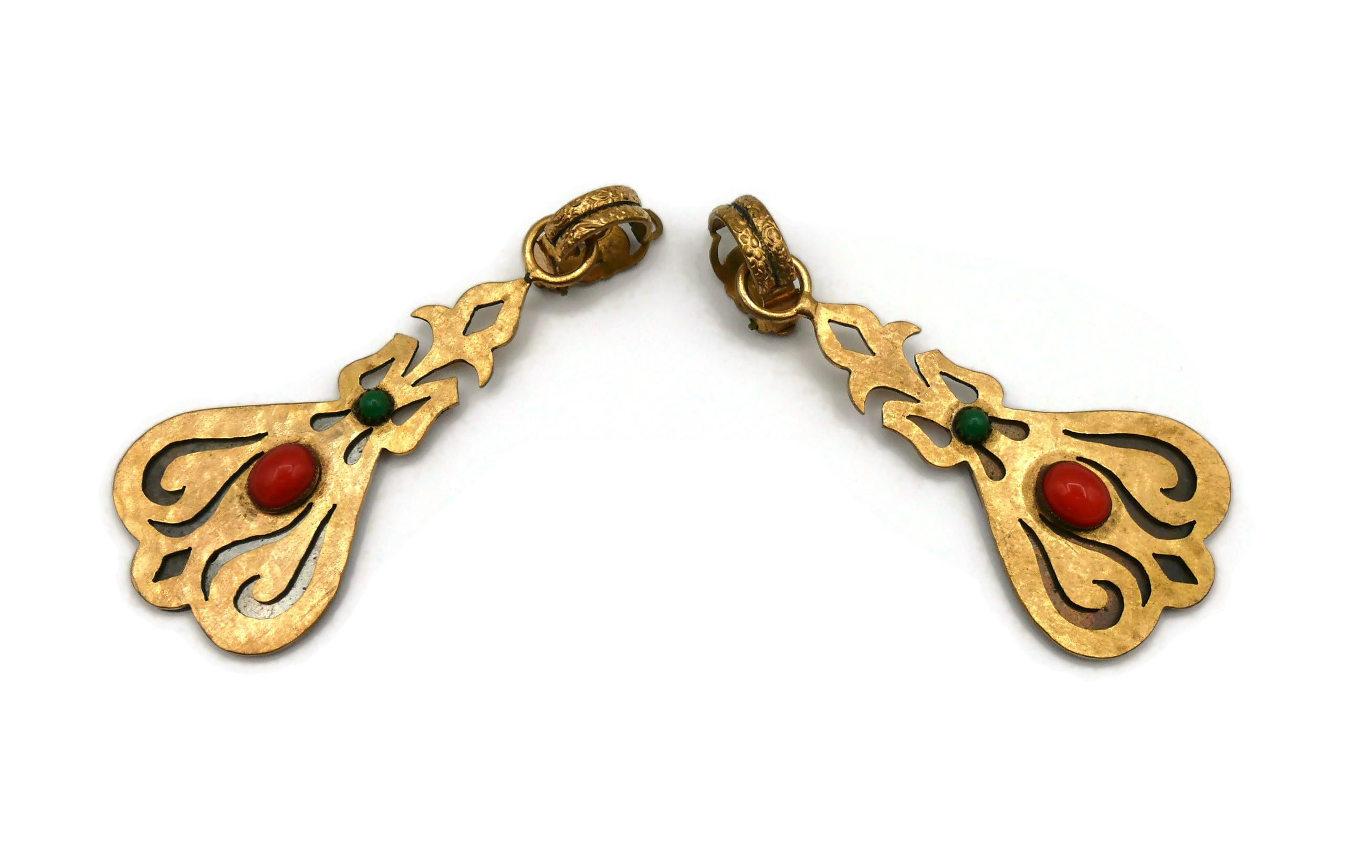 YVES SAINT LAURENT YSL Vintage Art Nouveau Inspired Dangling Earrings For Sale 2