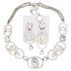 Yves Saint Laurent YSL Vintage Arty Gripoix Whole Crystals Circle Oval 2 Set