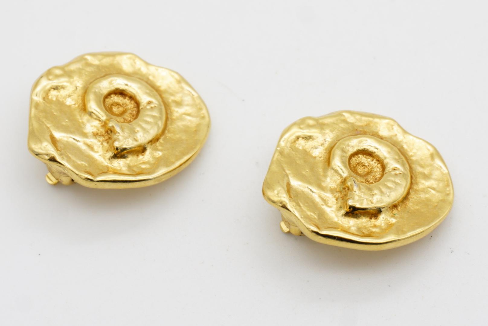 Yves Saint Laurent YSL Vintage Arty Spiral Fossil Ammonites Shell Clip Earrings 5