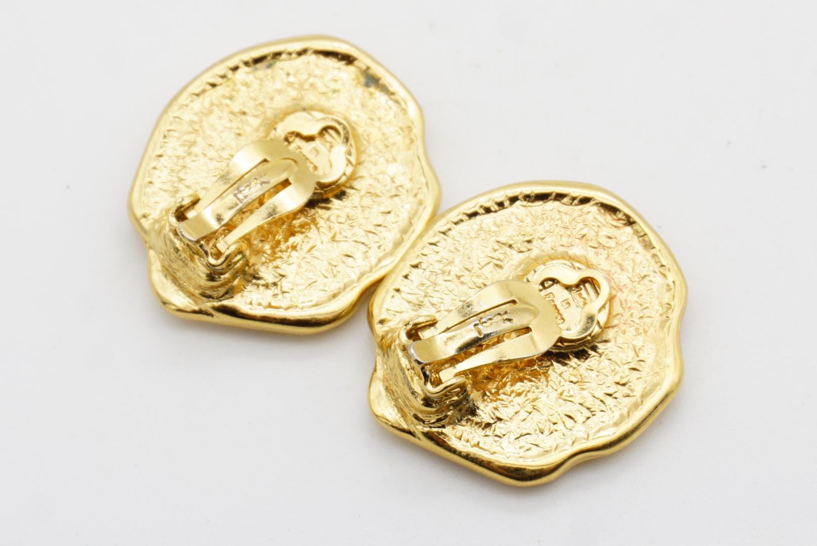 Yves Saint Laurent YSL Vintage Arty Spiral Fossil Ammonites Shell Clip Earrings 6