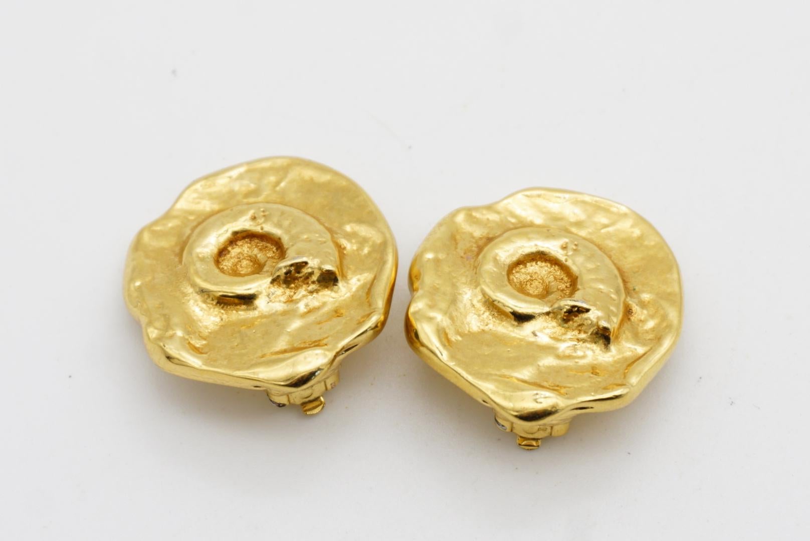 Yves Saint Laurent YSL Vintage Arty Spiral Fossil Ammonites Shell Clip Earrings 4