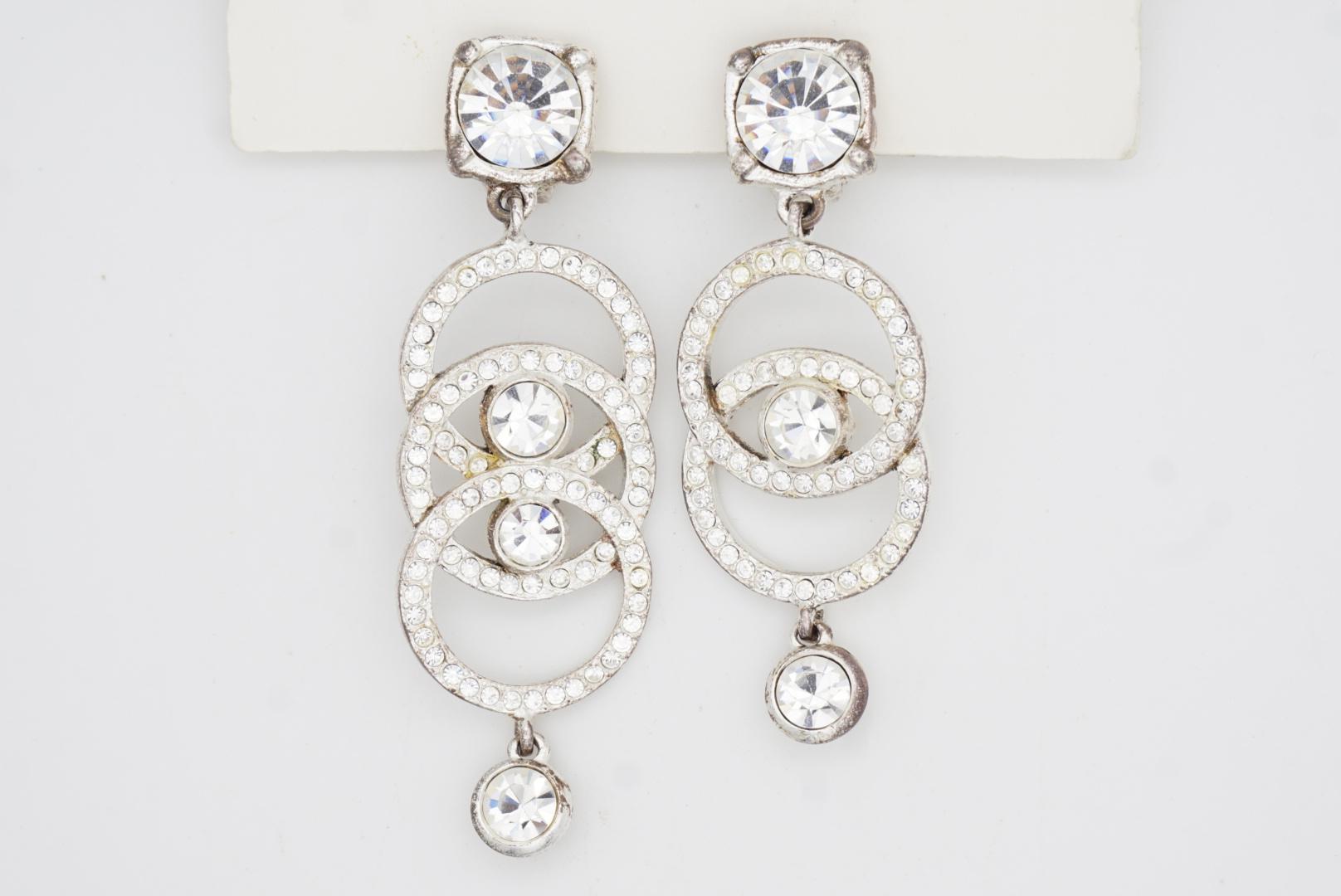 Yves Saint Laurent YSL Vintage Círculo asimétrico Pendientes lágrima ojo de cristal en venta 5
