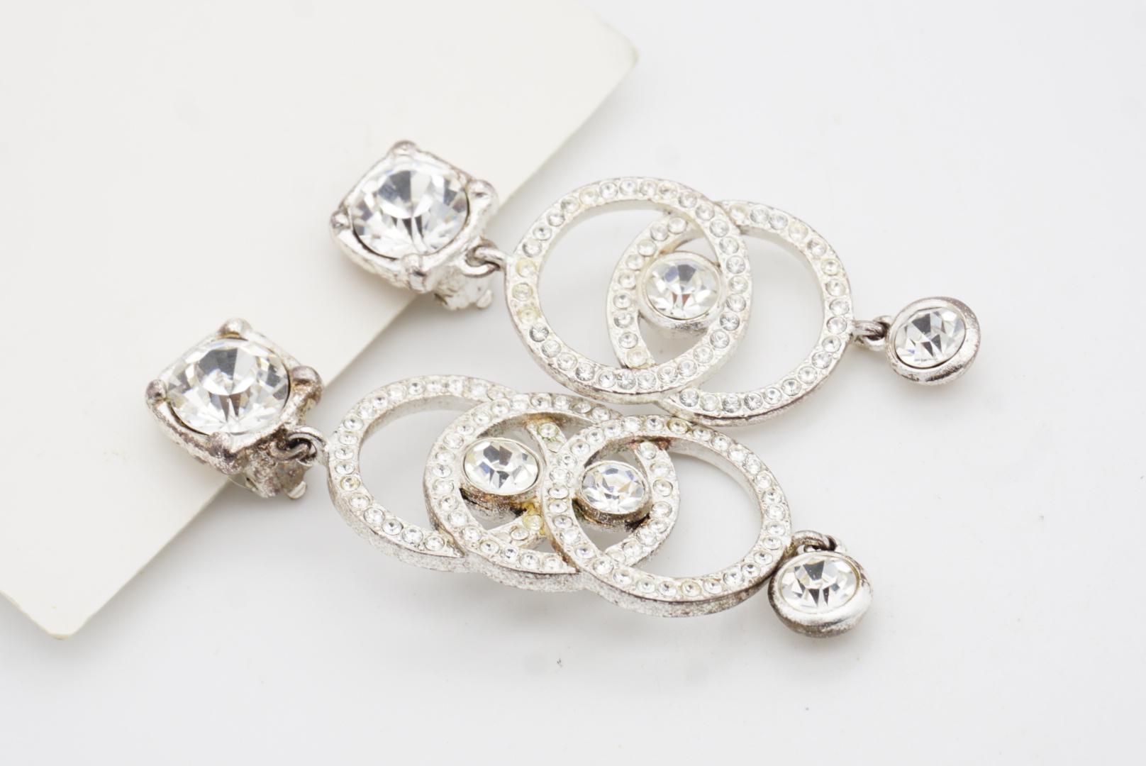 Yves Saint Laurent YSL Vintage Círculo asimétrico Pendientes lágrima ojo de cristal en venta 7