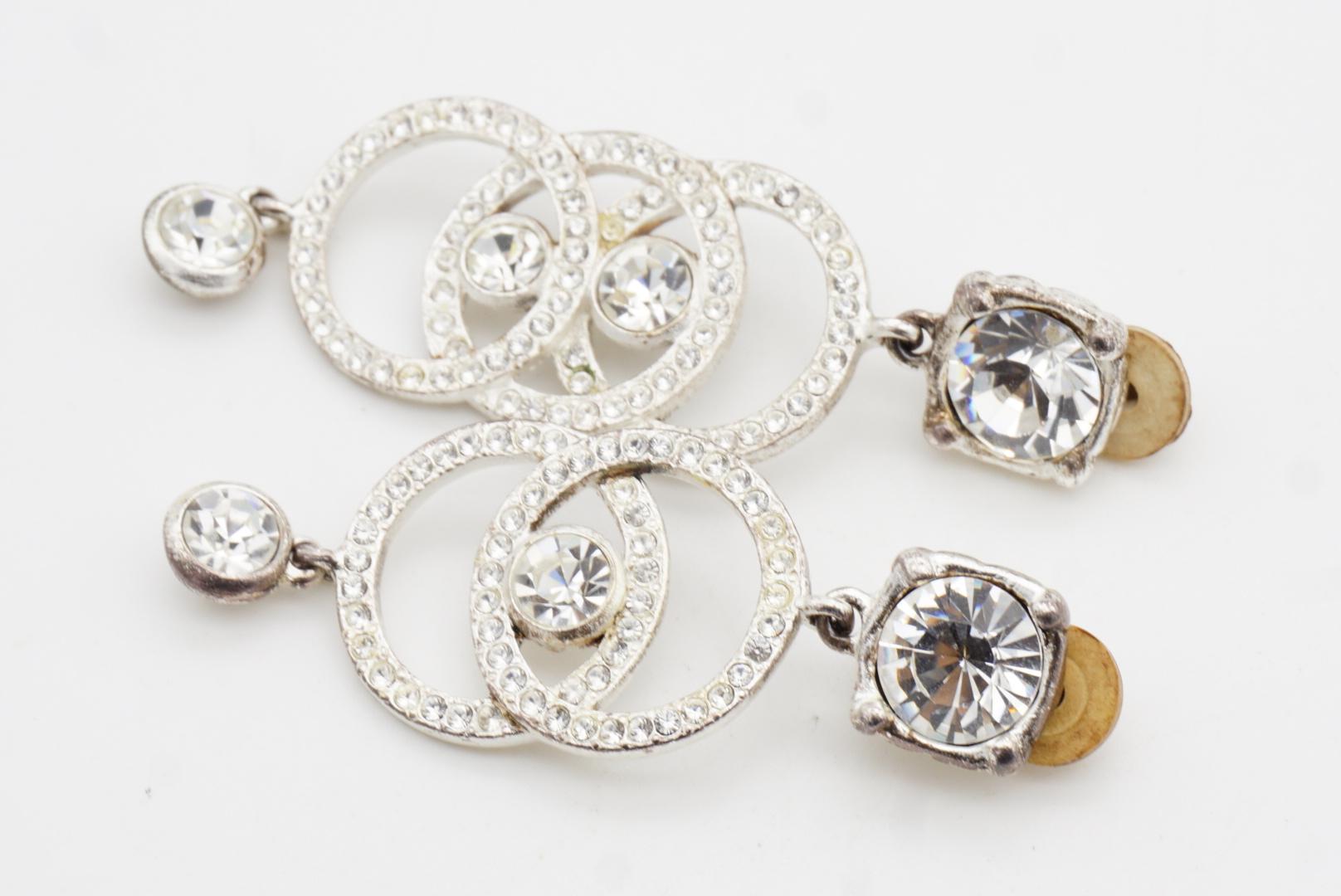Yves Saint Laurent YSL Vintage Círculo asimétrico Pendientes lágrima ojo de cristal en venta 8