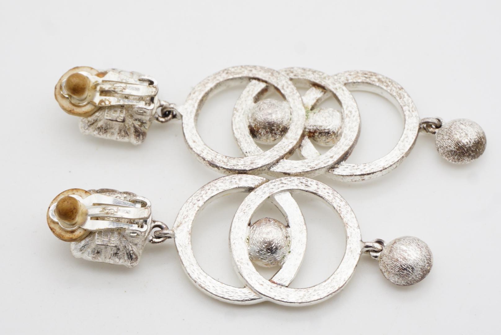 Yves Saint Laurent YSL Vintage Círculo asimétrico Pendientes lágrima ojo de cristal en venta 9