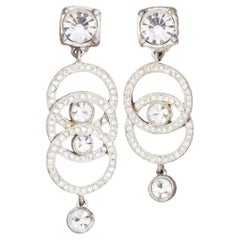 Yves Saint Laurent YSL Vintage Círculo asimétrico Pendientes lágrima ojo de cristal