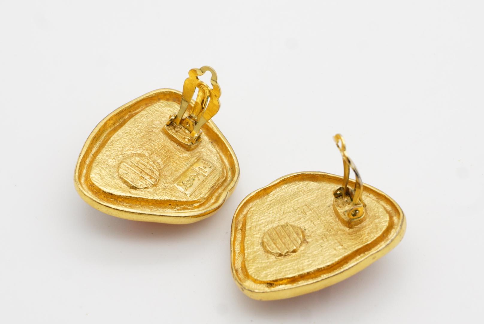 Yves Saint Laurent YSL Pendientes de clip de cristal de rubí triangulares asimétricos vintage en venta 11