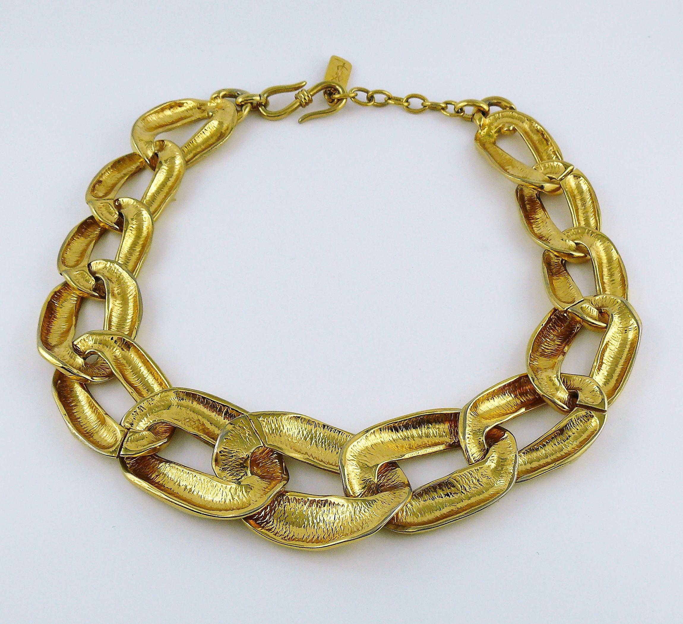 Yves Saint Laurent YSL Vintage Athos Iconic Gold Toned Curb Chain Necklace 6