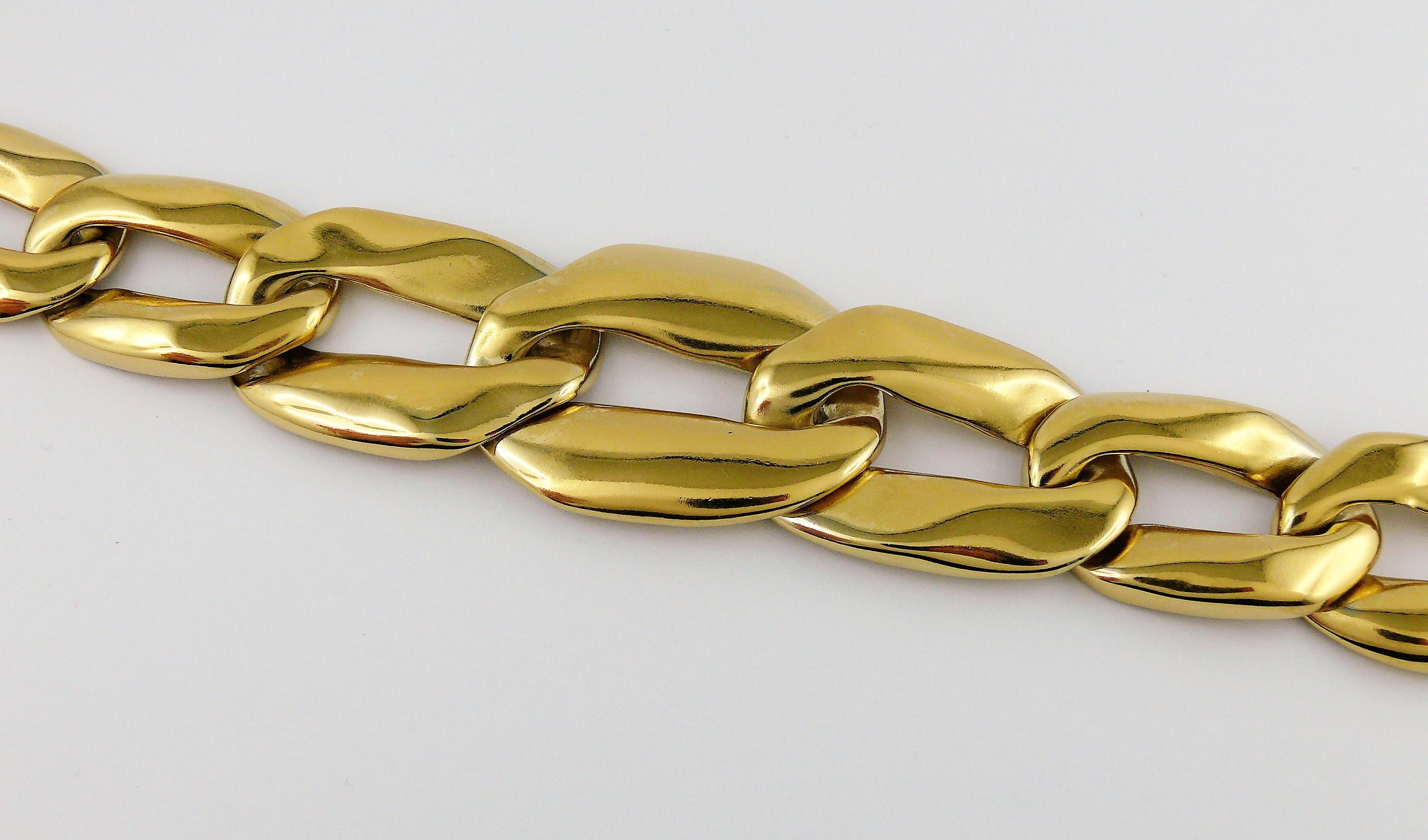 Yves Saint Laurent YSL Vintage Athos Iconic Gold Toned Curb Chain Necklace In Good Condition In Nice, FR