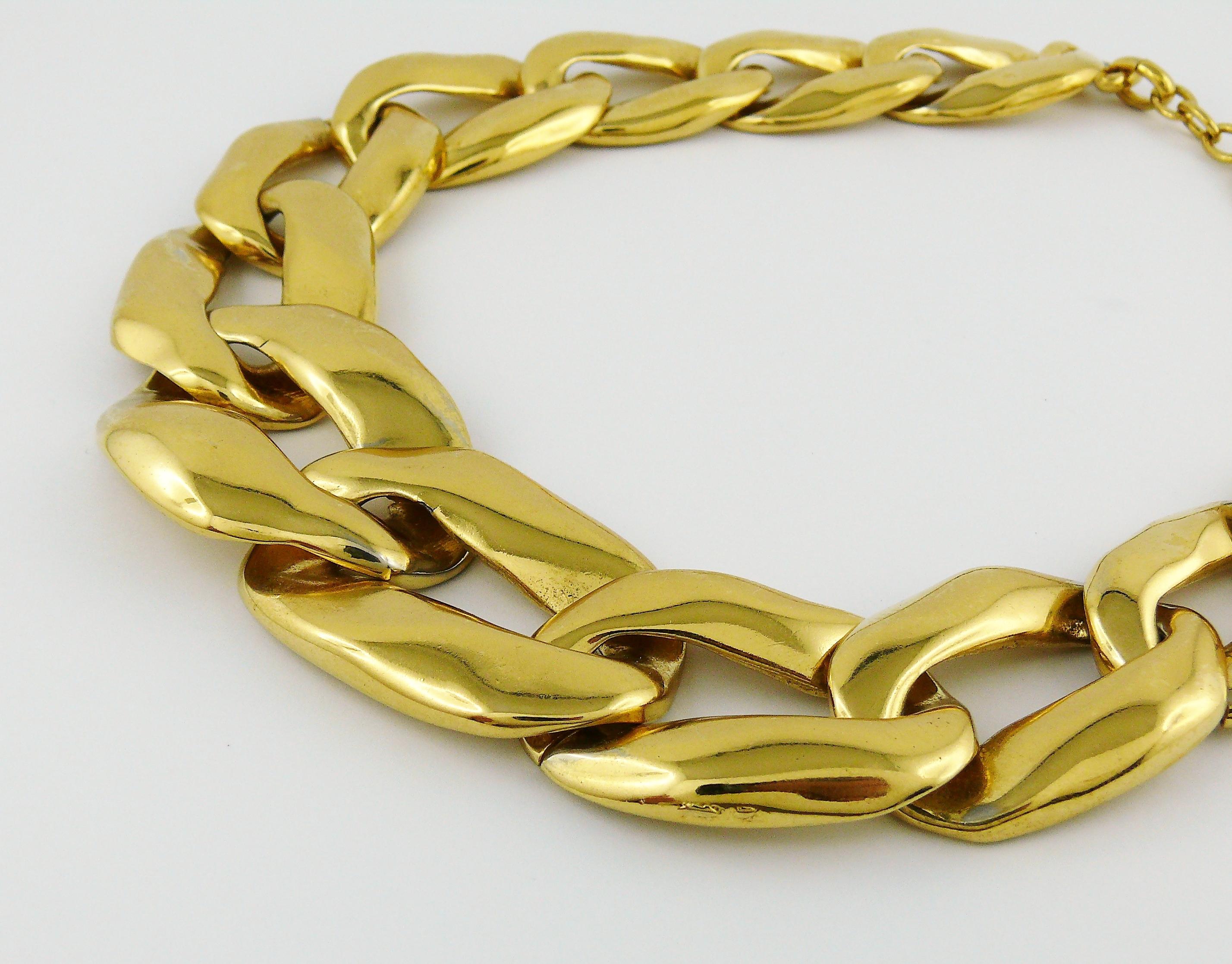 Yves Saint Laurent YSL Vintage Athos Iconic Gold Toned Curb Chain Necklace 2