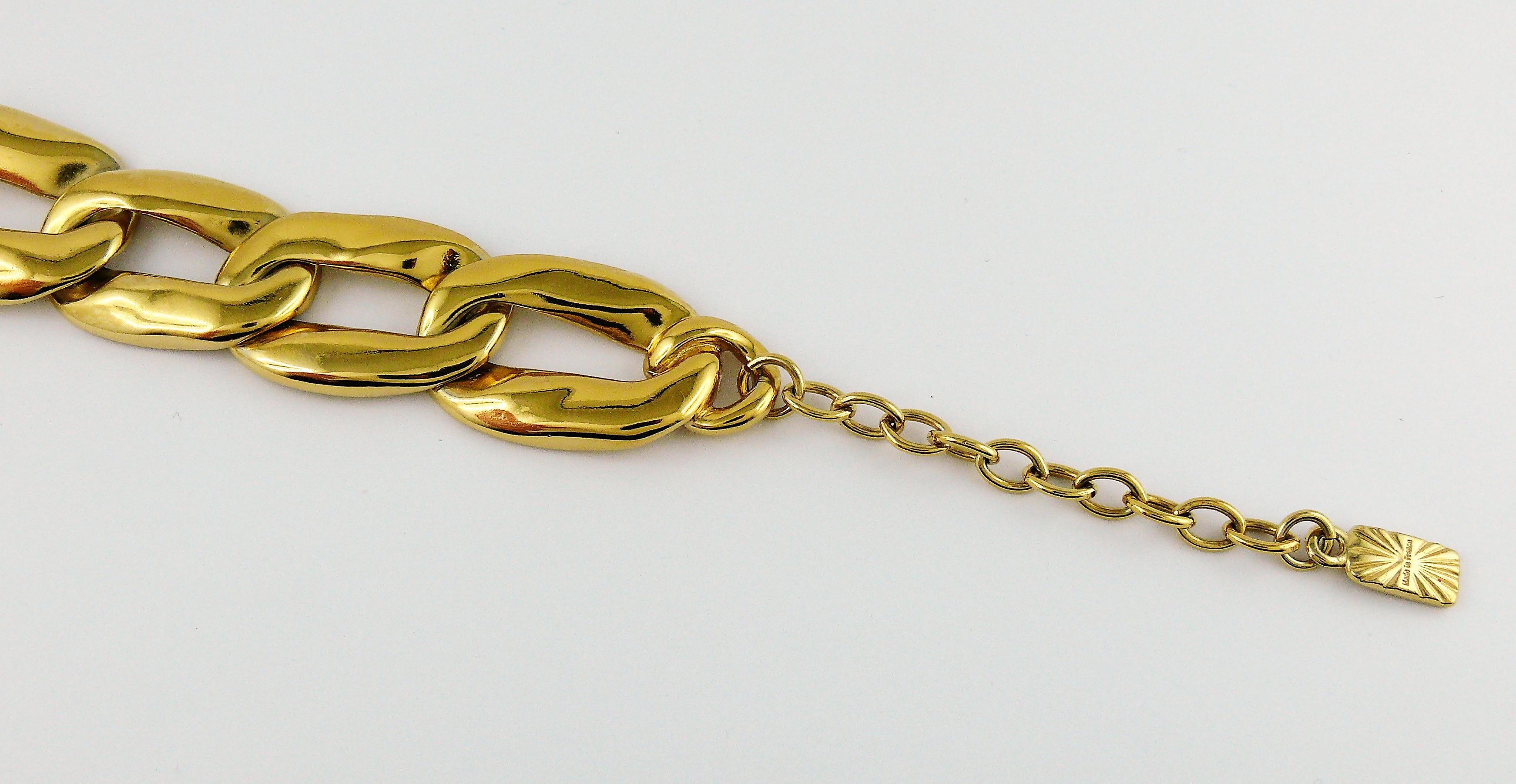 Yves Saint Laurent YSL Vintage Athos Iconic Gold Toned Curb Chain Necklace 1