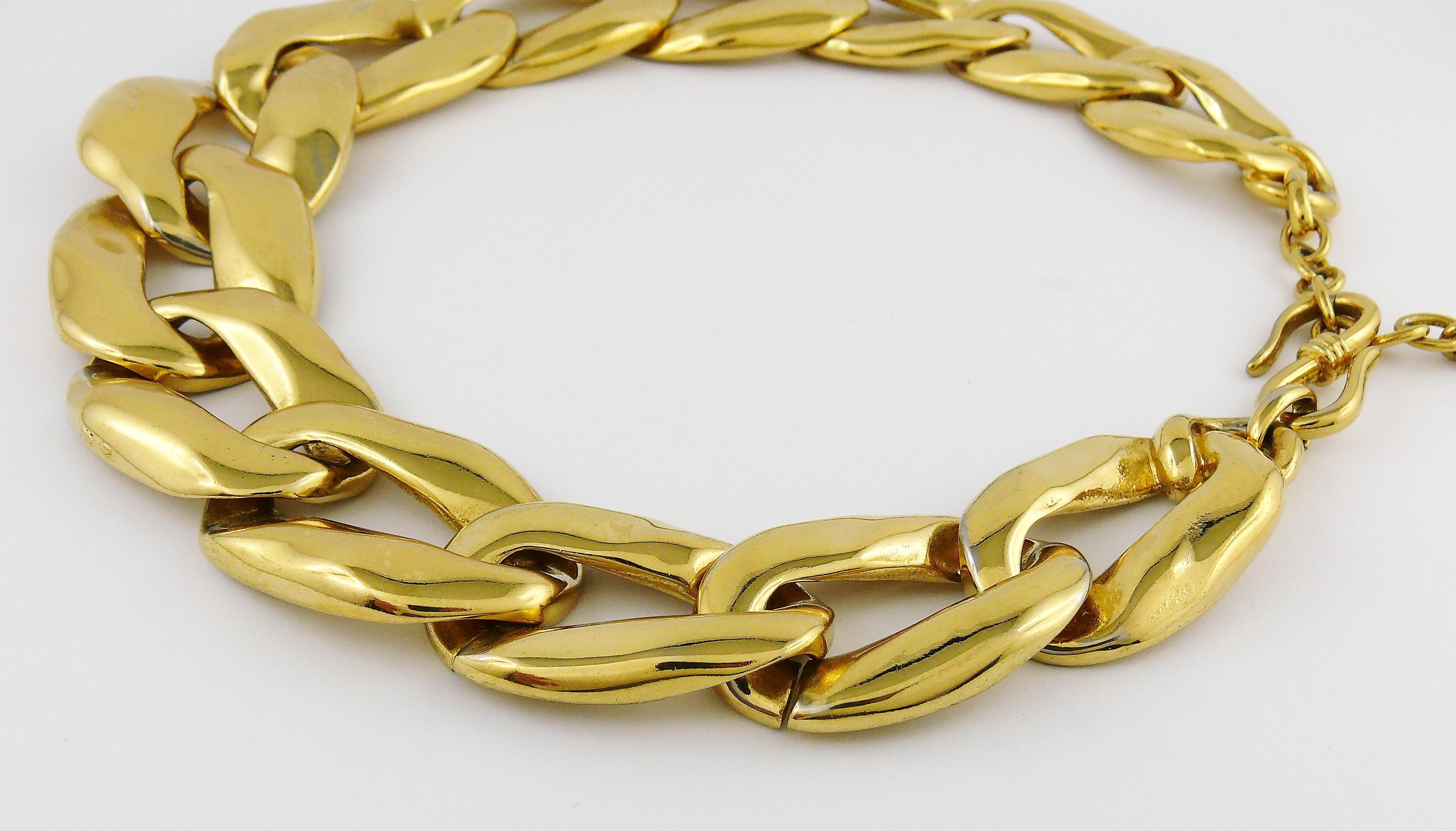 Yves Saint Laurent YSL Vintage Athos Iconic Gold Toned Curb Chain Necklace 3