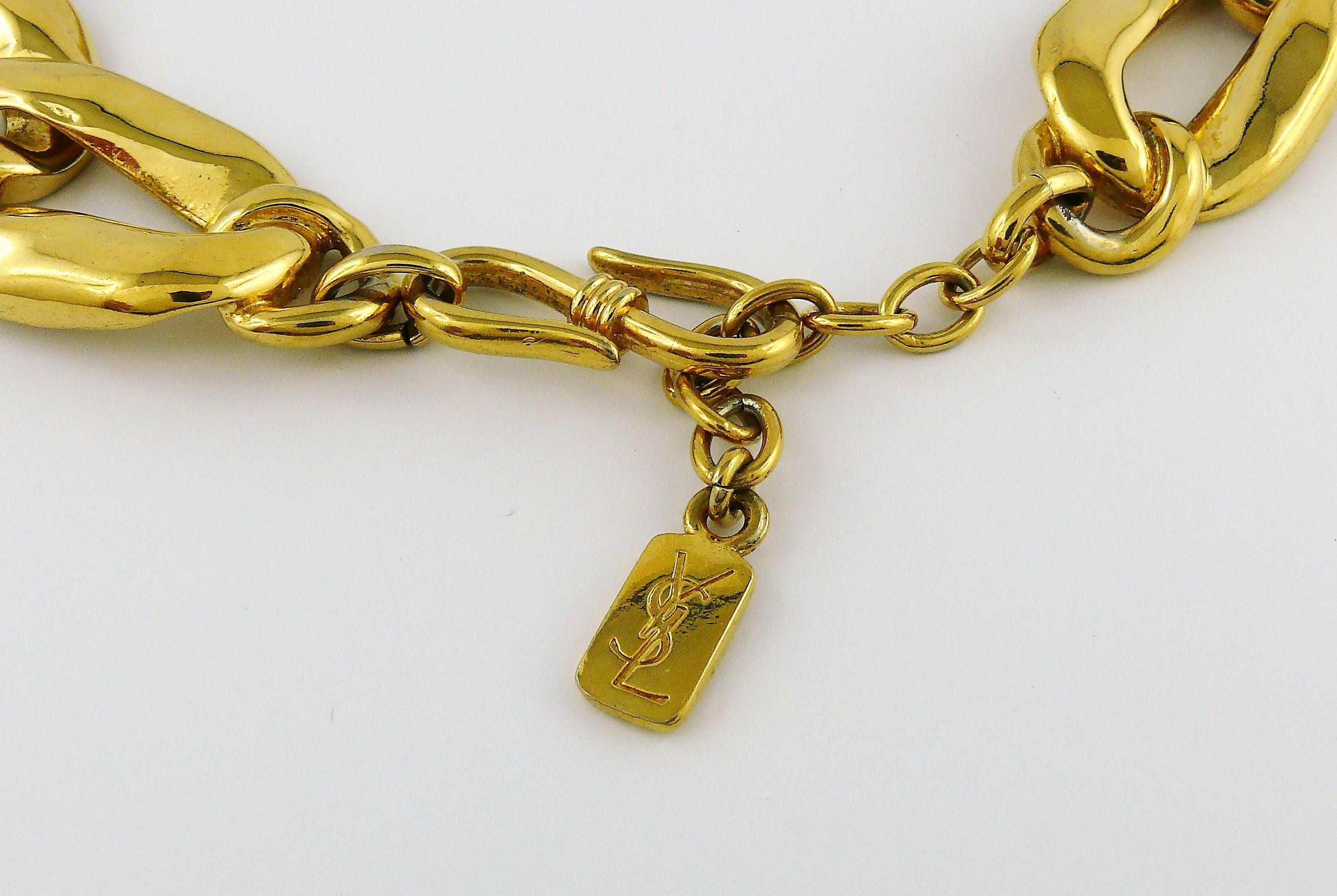 Yves Saint Laurent YSL Vintage Athos Iconic Gold Toned Curb Chain Necklace 4