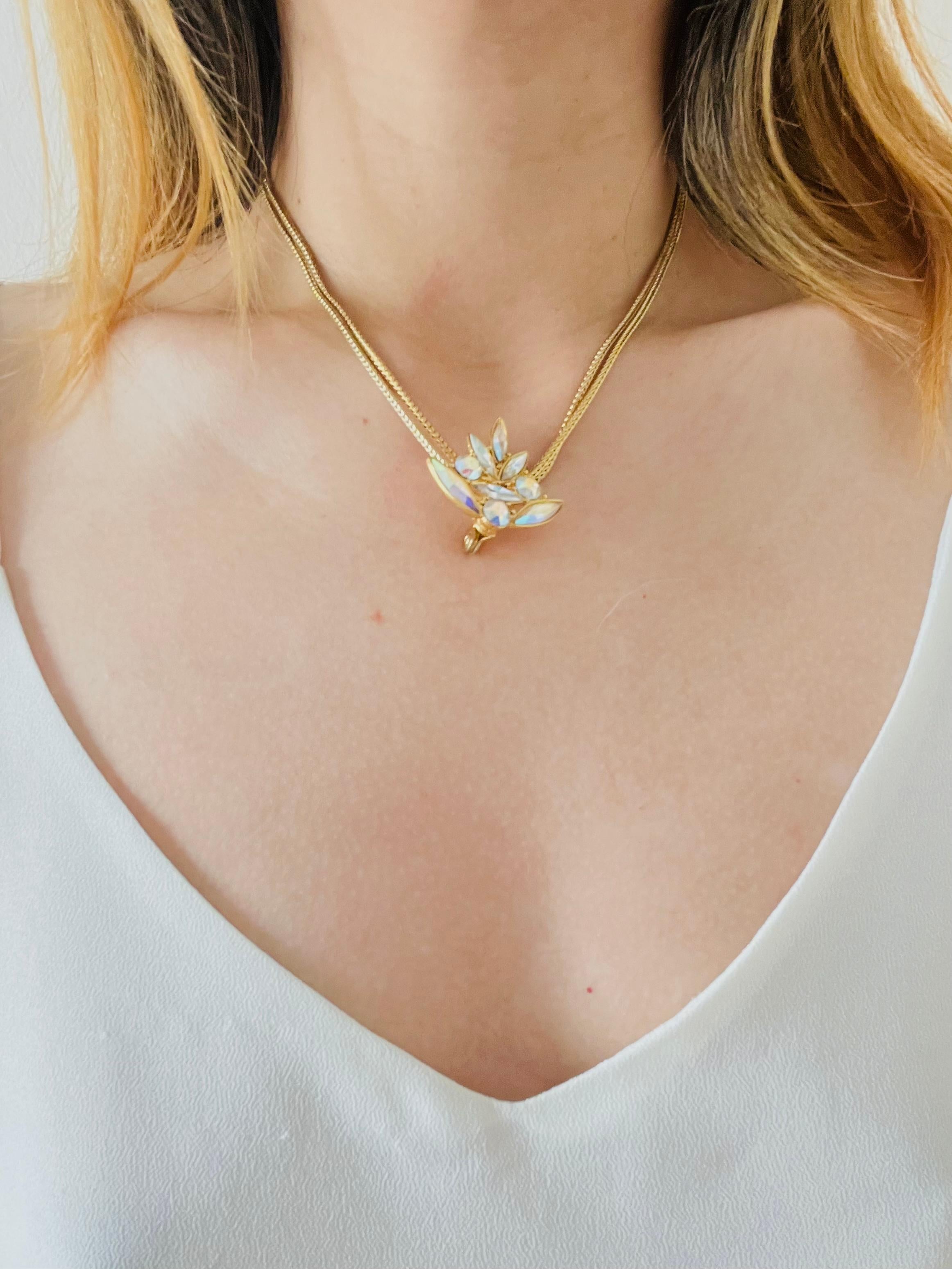 Yves Saint Laurent YSL Vintage Aurora Borealis Cluster Cristalli Fiore Orecchini 4