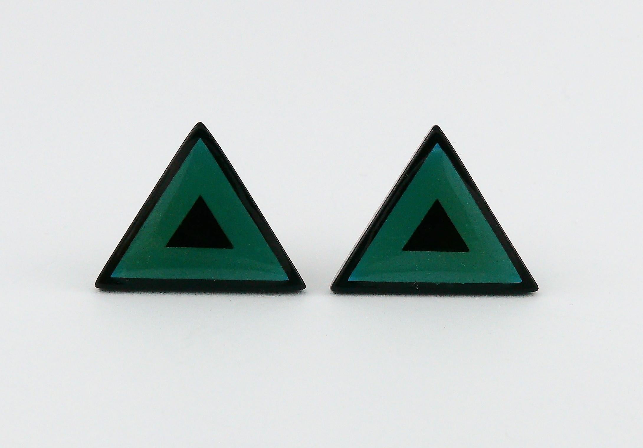 green triangle earrings