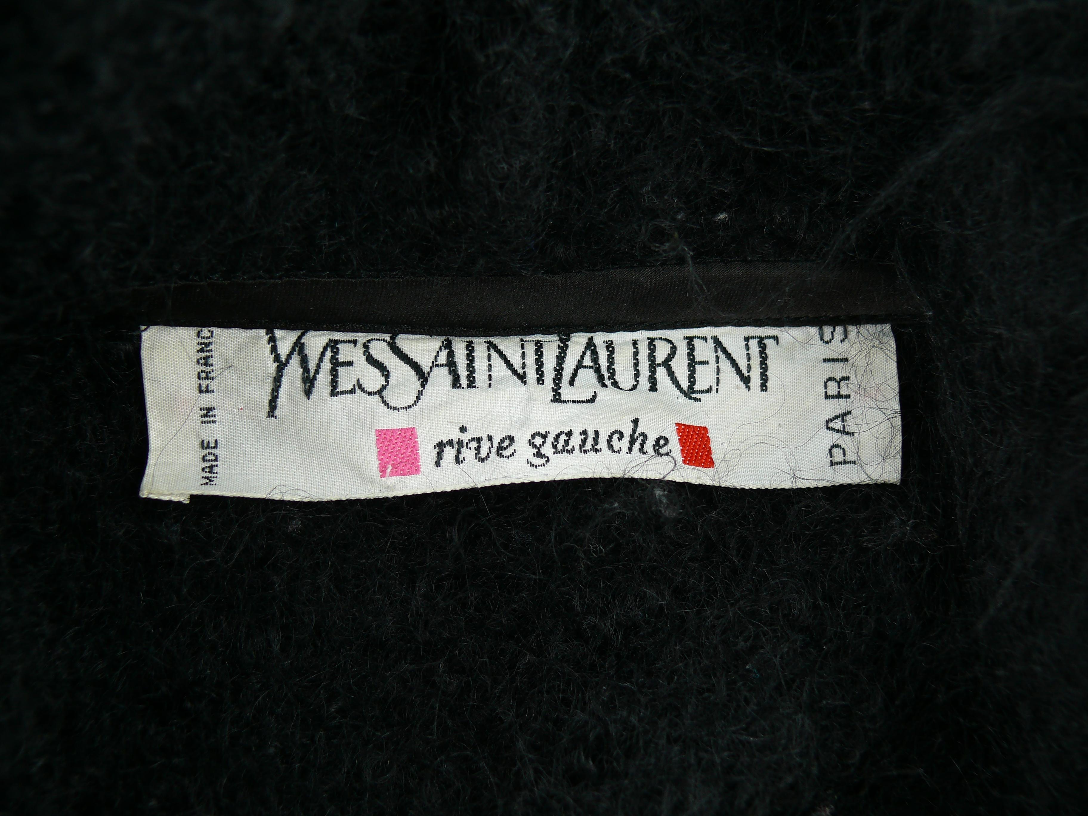 Women's Yves Saint Laurent YSL Vintage Black Hooded Mohair Coat