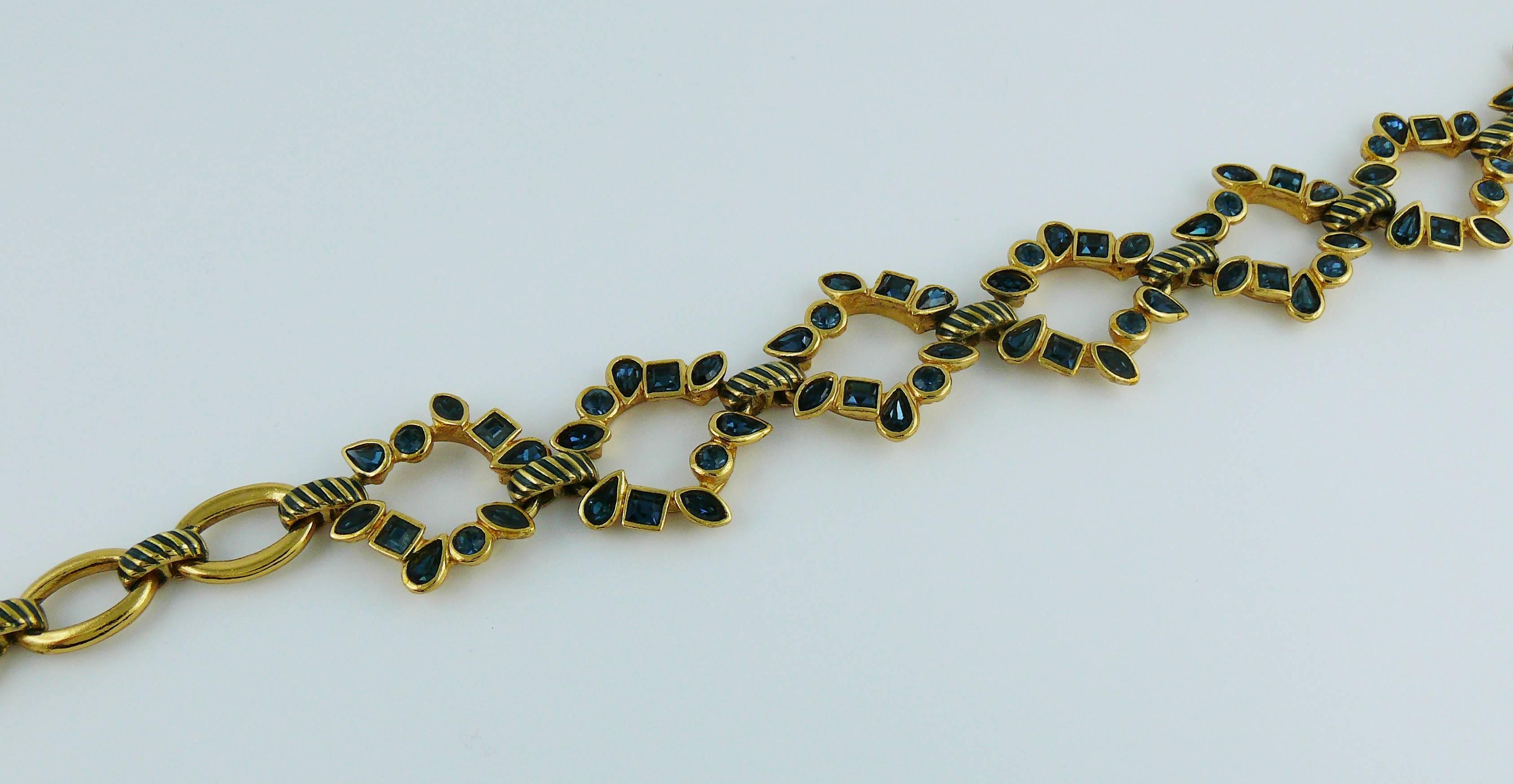 Women's Yves Saint Laurent YSL Vintage Blue Crystals Necklace For Sale