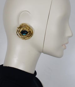 YVES SAINT LAURENT YSL Vintage Blue Resin Clip-On Earrings