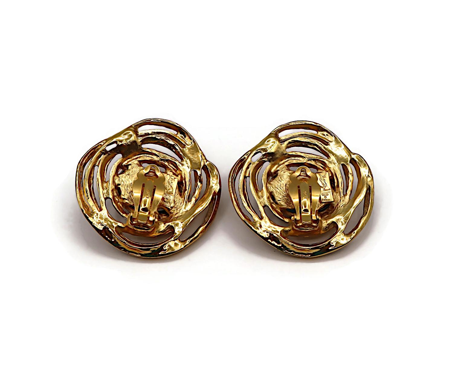 YVES SAINT LAURENT YSL Vintage Blue Resin Clip-On Earrings en venta 4