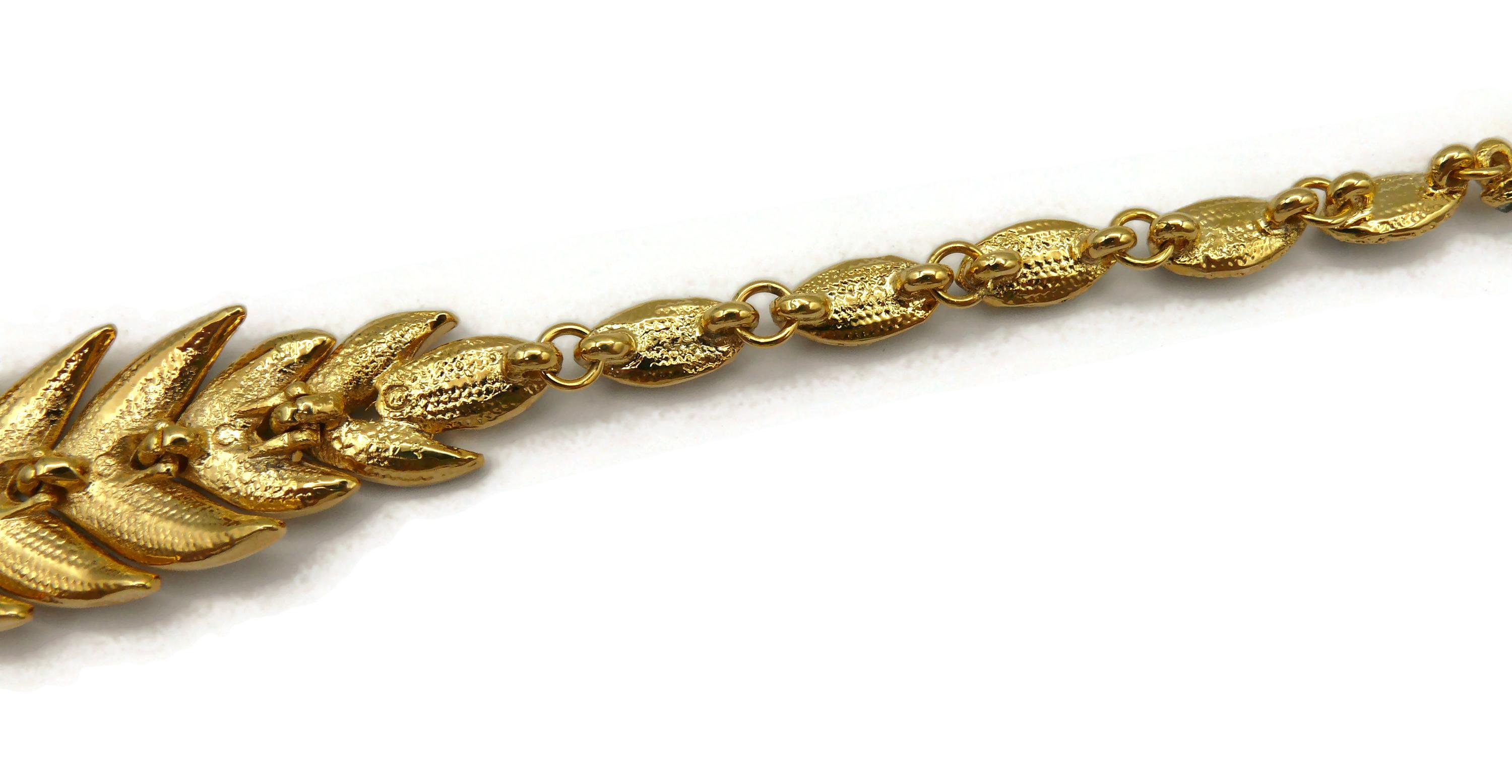 YVES SAINT LAURENT YSL Vintage Bow Leaf Crystal Necklace For Sale 11