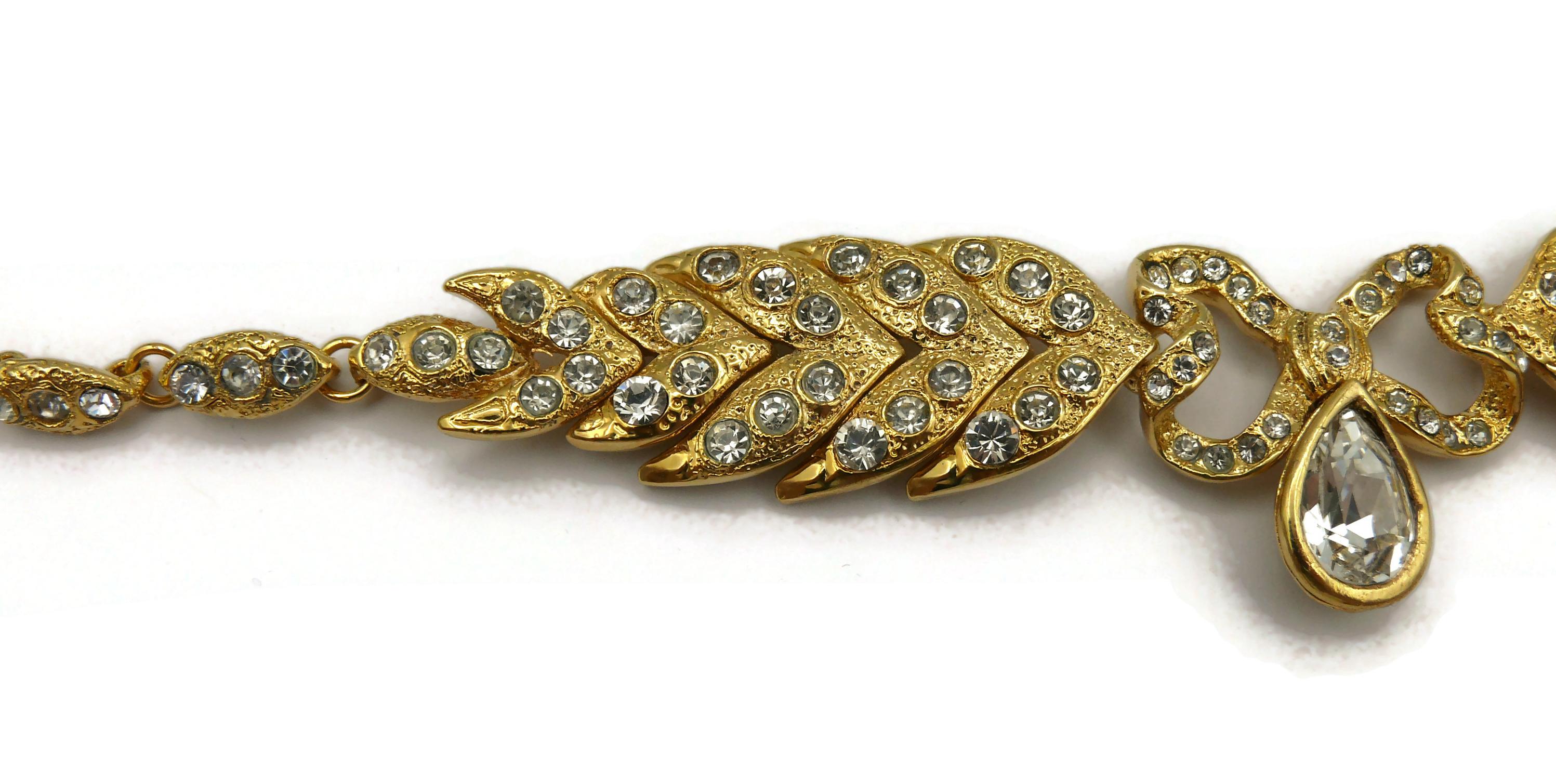 YVES SAINT LAURENT YSL Vintage Bow Leaf Crystal Necklace For Sale 3