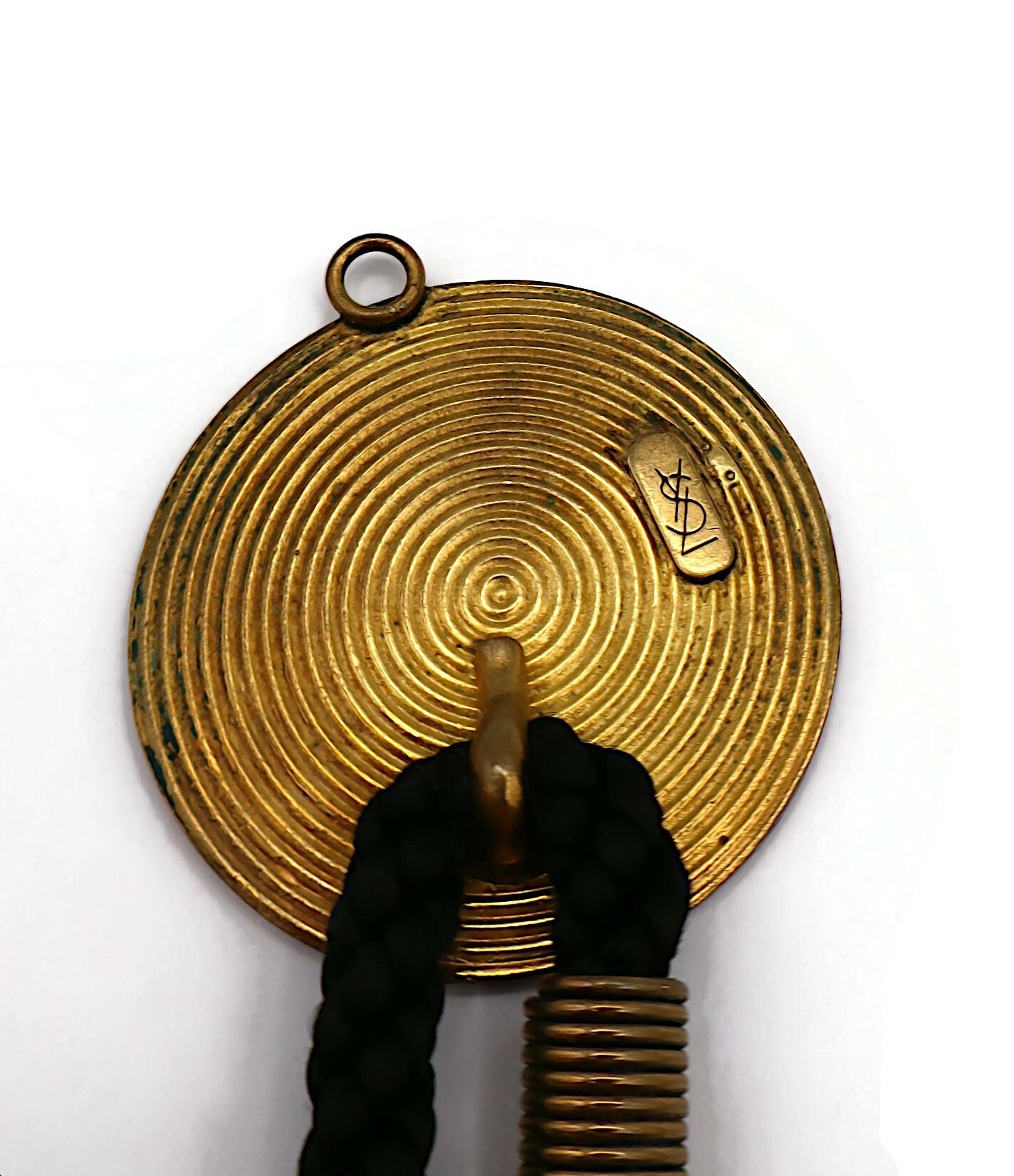 Yves Saint Laurent YSL Collier ras du cou en corde tressée vintage avec disques en forme de tourbillon en vente 7